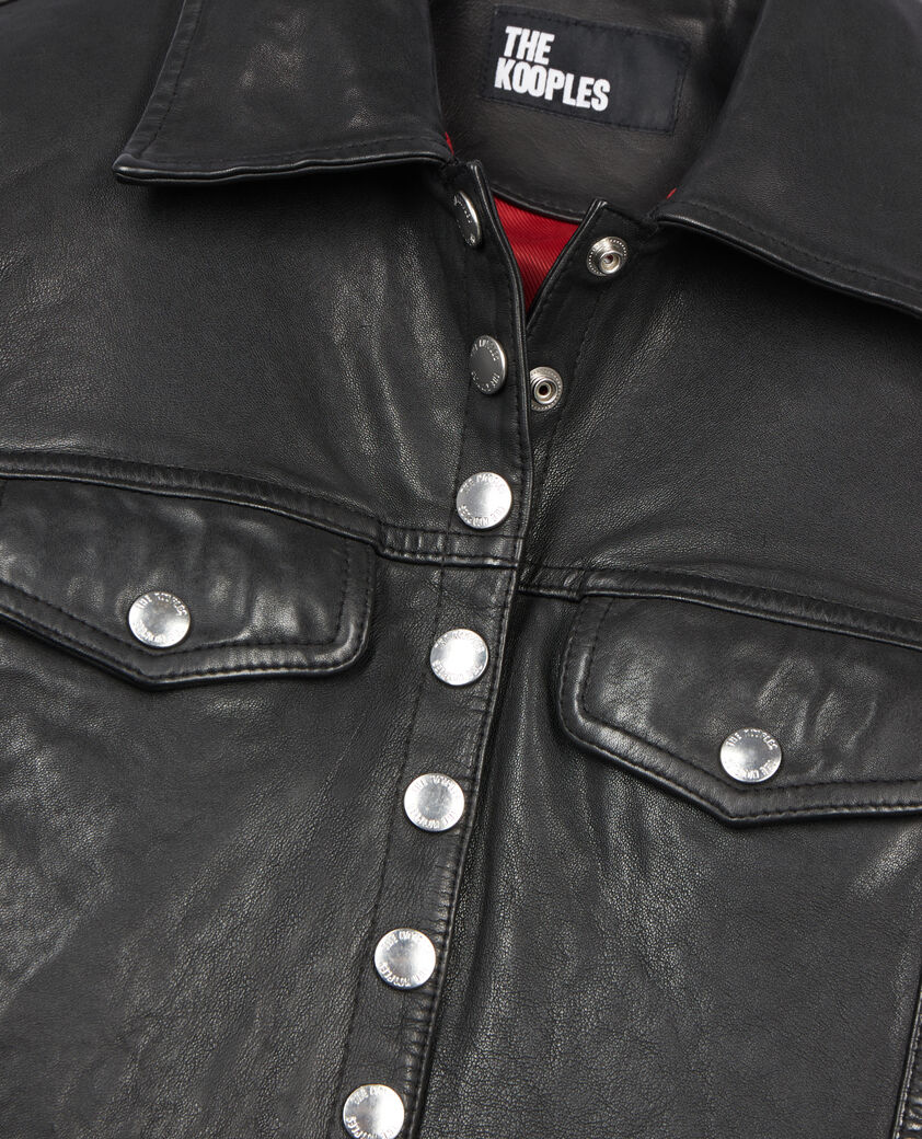 The Kooples WOMEN BLACK short black leather jacket