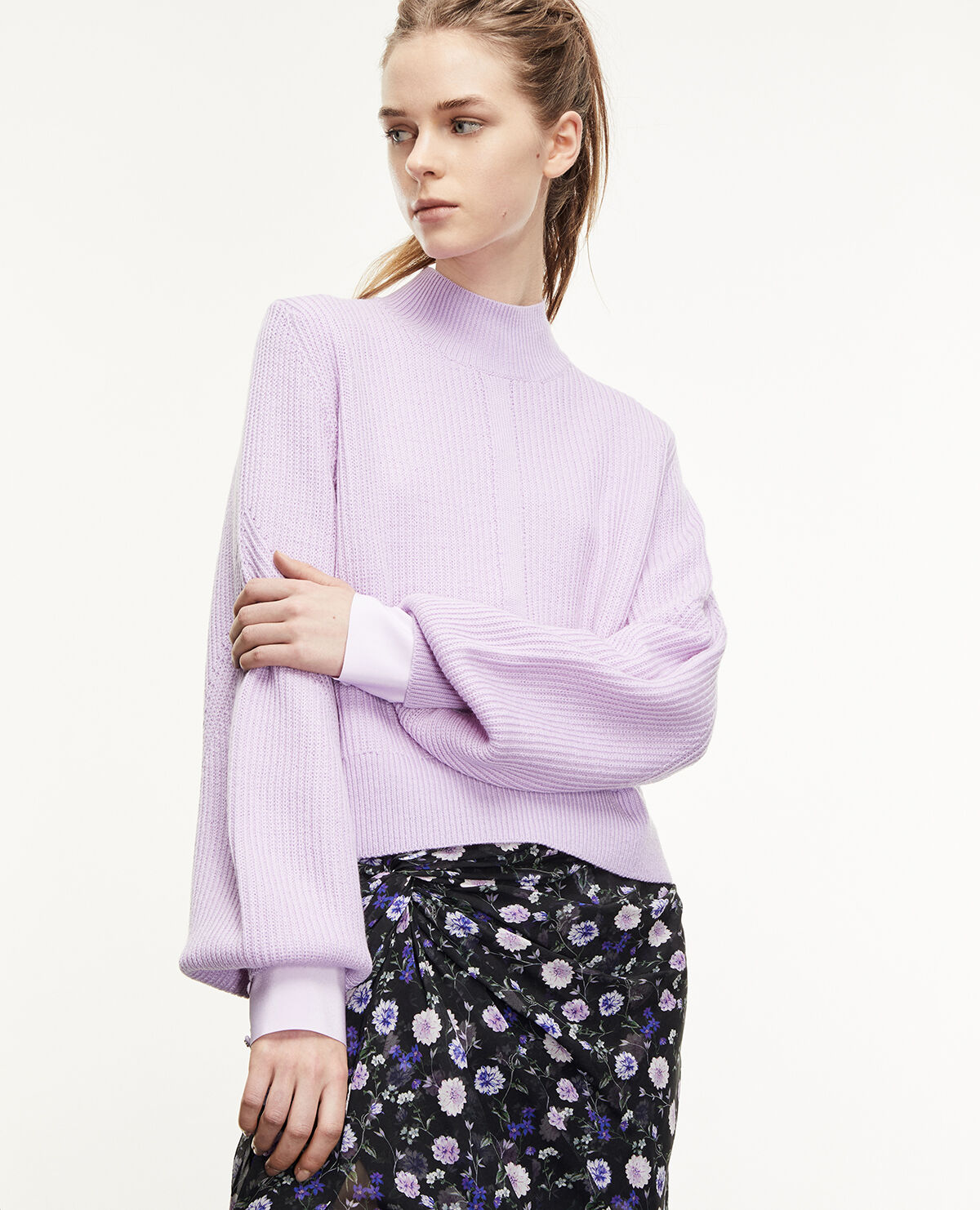 Roomy light purple merino wool sweater The Kooples UK