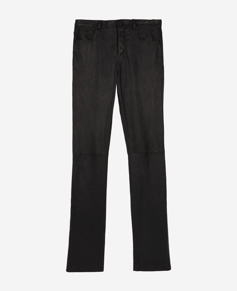 The Kooples HOMME BLACK pantalon slim en cuir noir