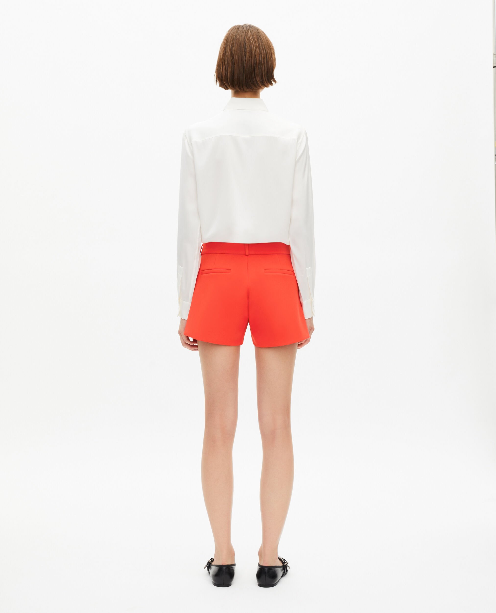 Orange crêpe tailored shorts, ORANGE, hi-res image number null