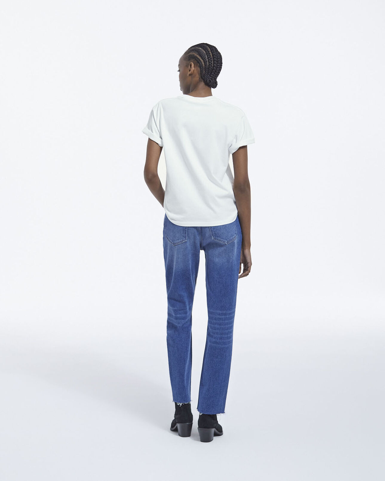 The Kooples FEMME WHITE t-shirt blanc brodé logo the kooples noir