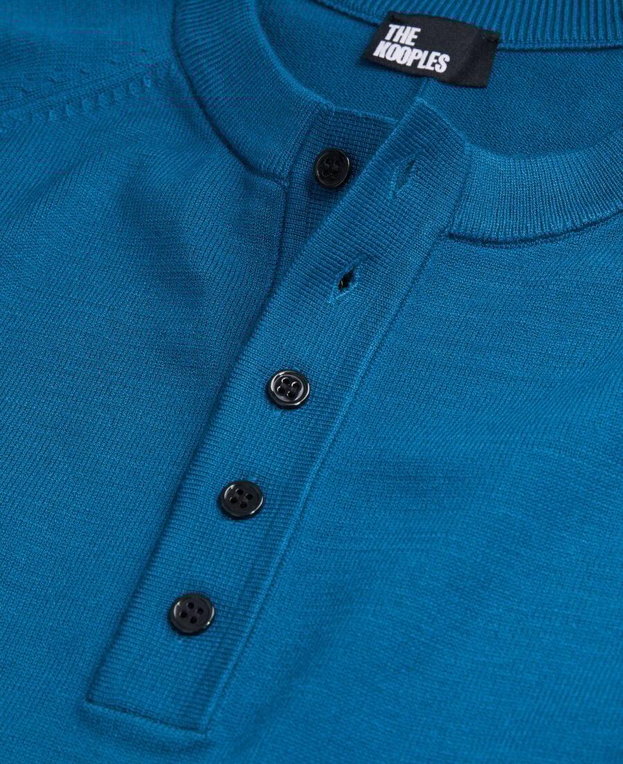 The Kooples H MEDIUM BLUE men's blue knit t-shirt