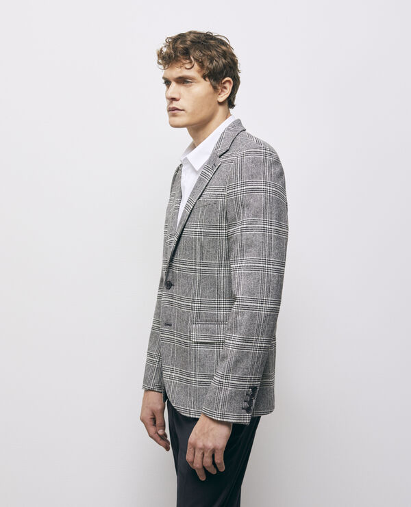 Wool suit jacket with check motif