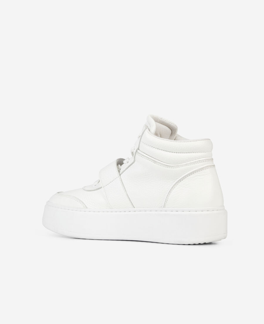 white leather high top sneakers