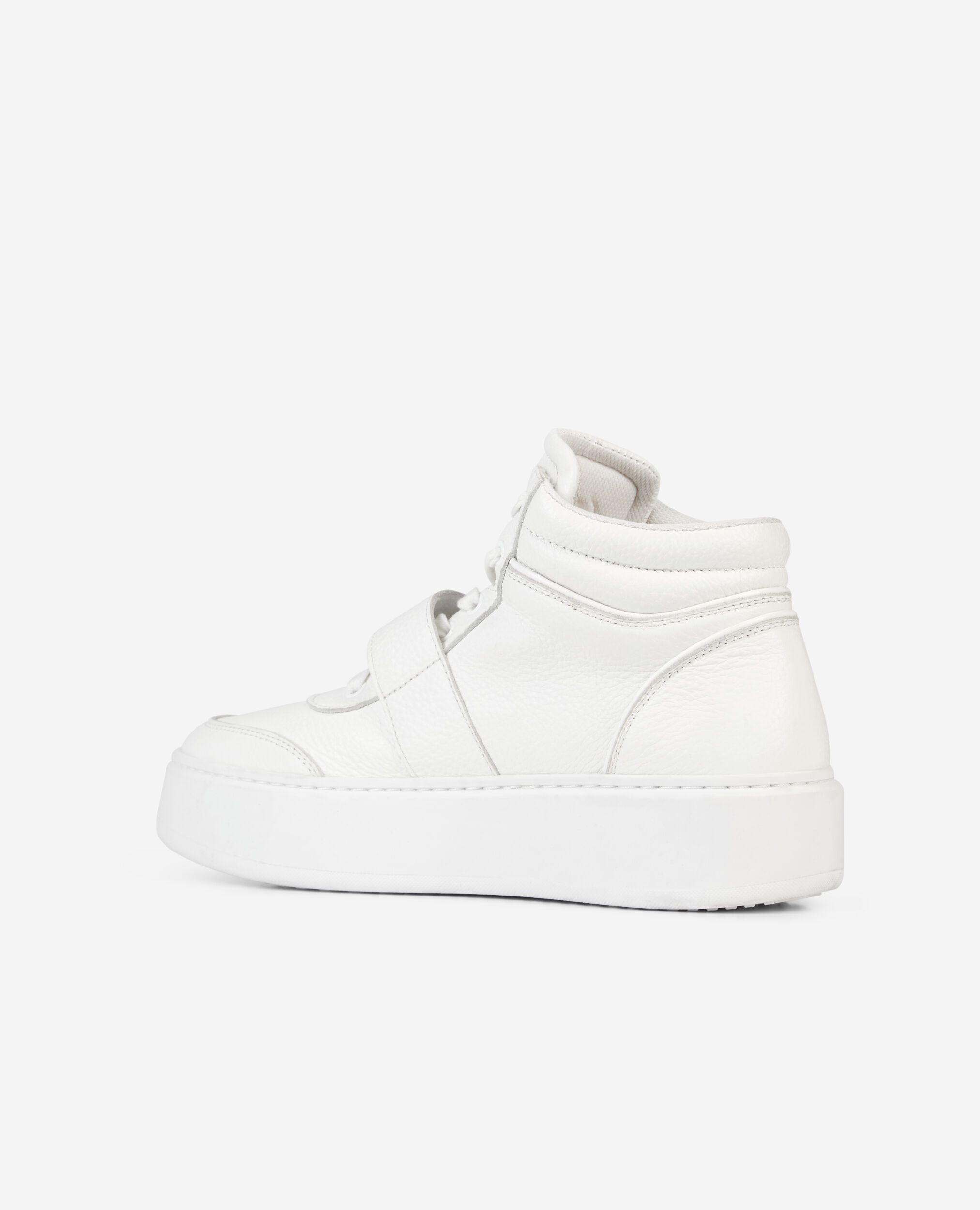 White leather high top sneakers, WHITE, hi-res image number null