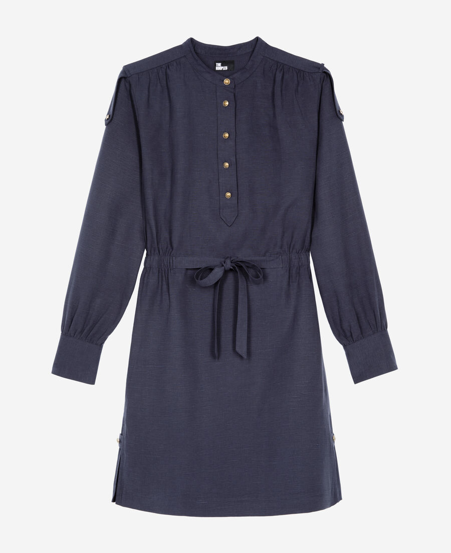 The Kooples DAMEN NAVY kurzes marineblaues leinenkleid