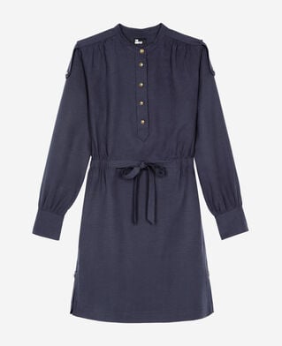 The Kooples FEMME NAVY robe courte en lin bleu marine