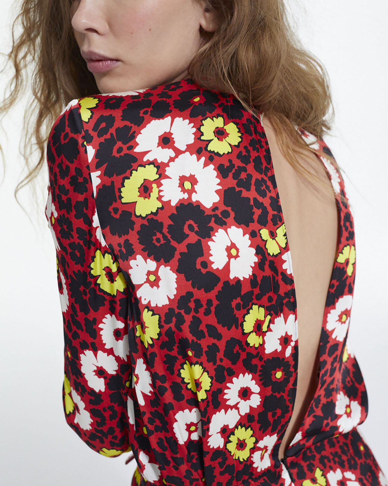 The Kooples FEMME RED / YELLOW robe longue imprimé fleuri