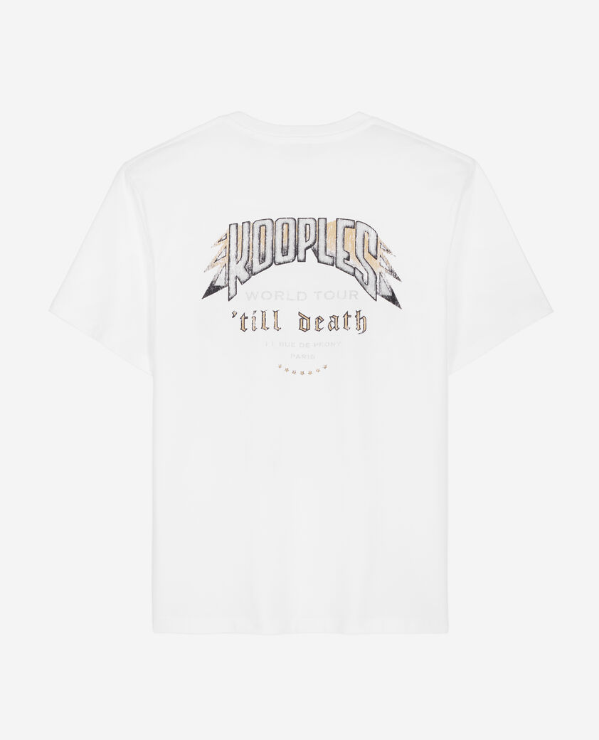 The Kooples MEN WHITE white t-shirt with skull butterfly serigraphy