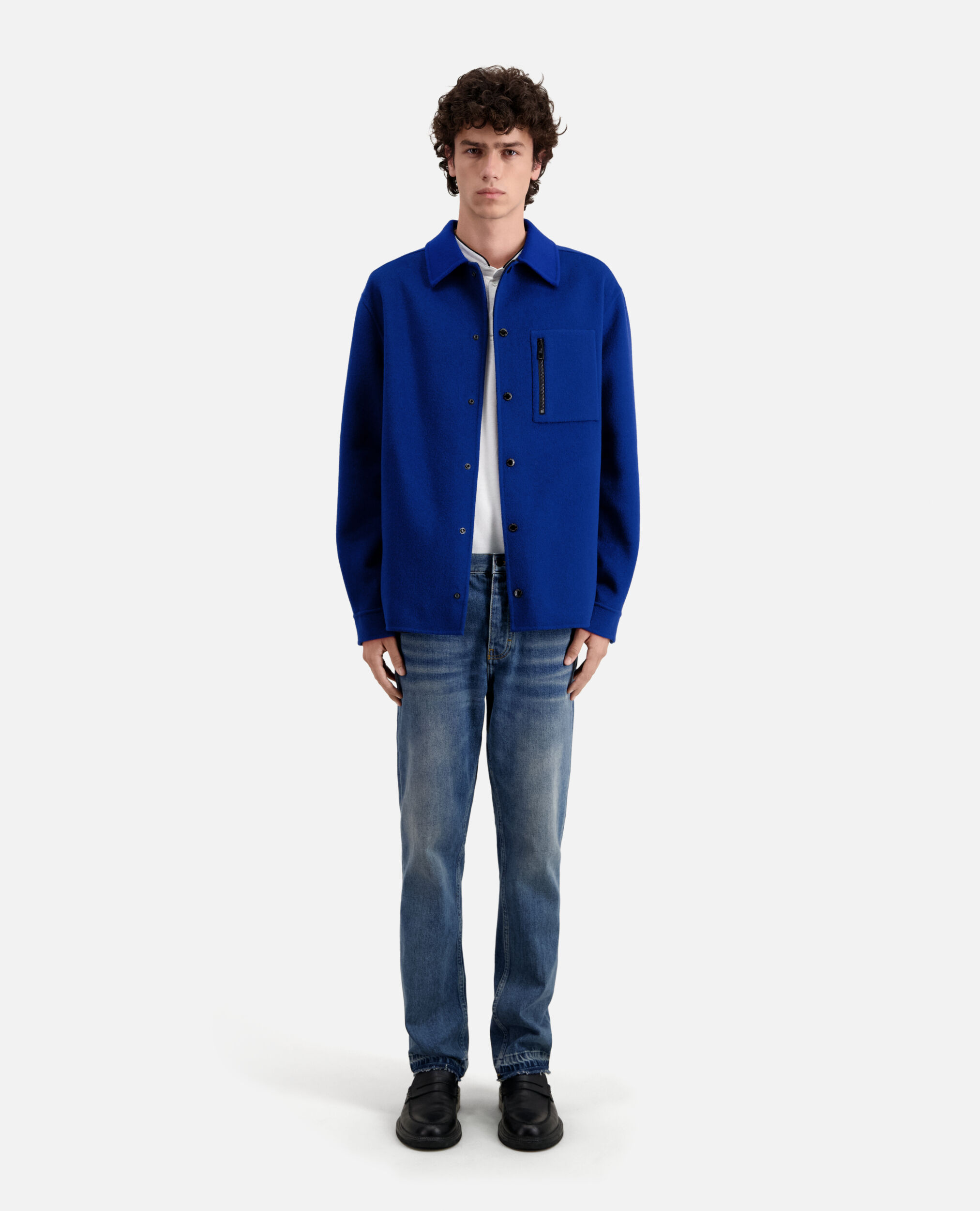 Blue wool-blend overshirt jacket, ROYAL BLUE - DARK NAVY, hi-res image number null