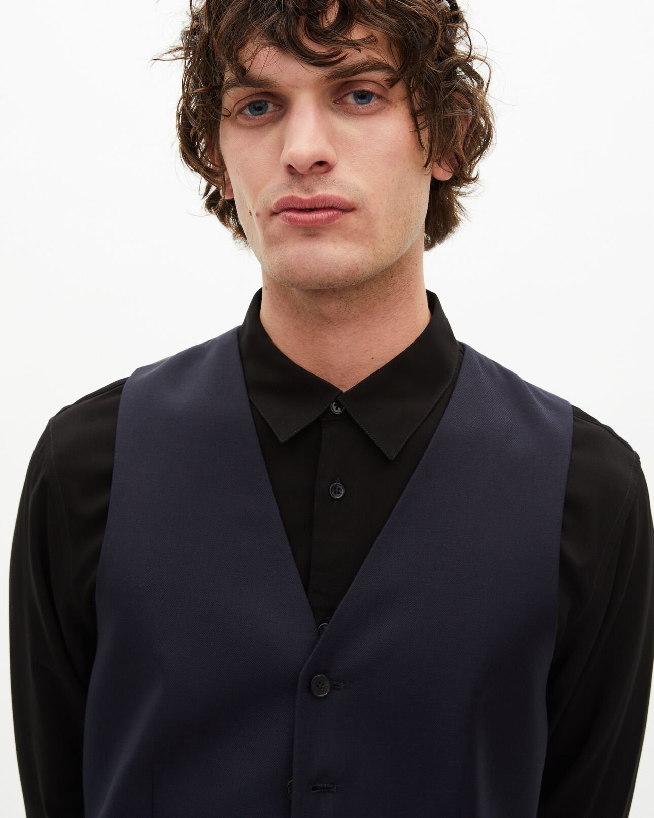 The Kooples HOMME DARK NAVY gilet de costume en laine bleu marine