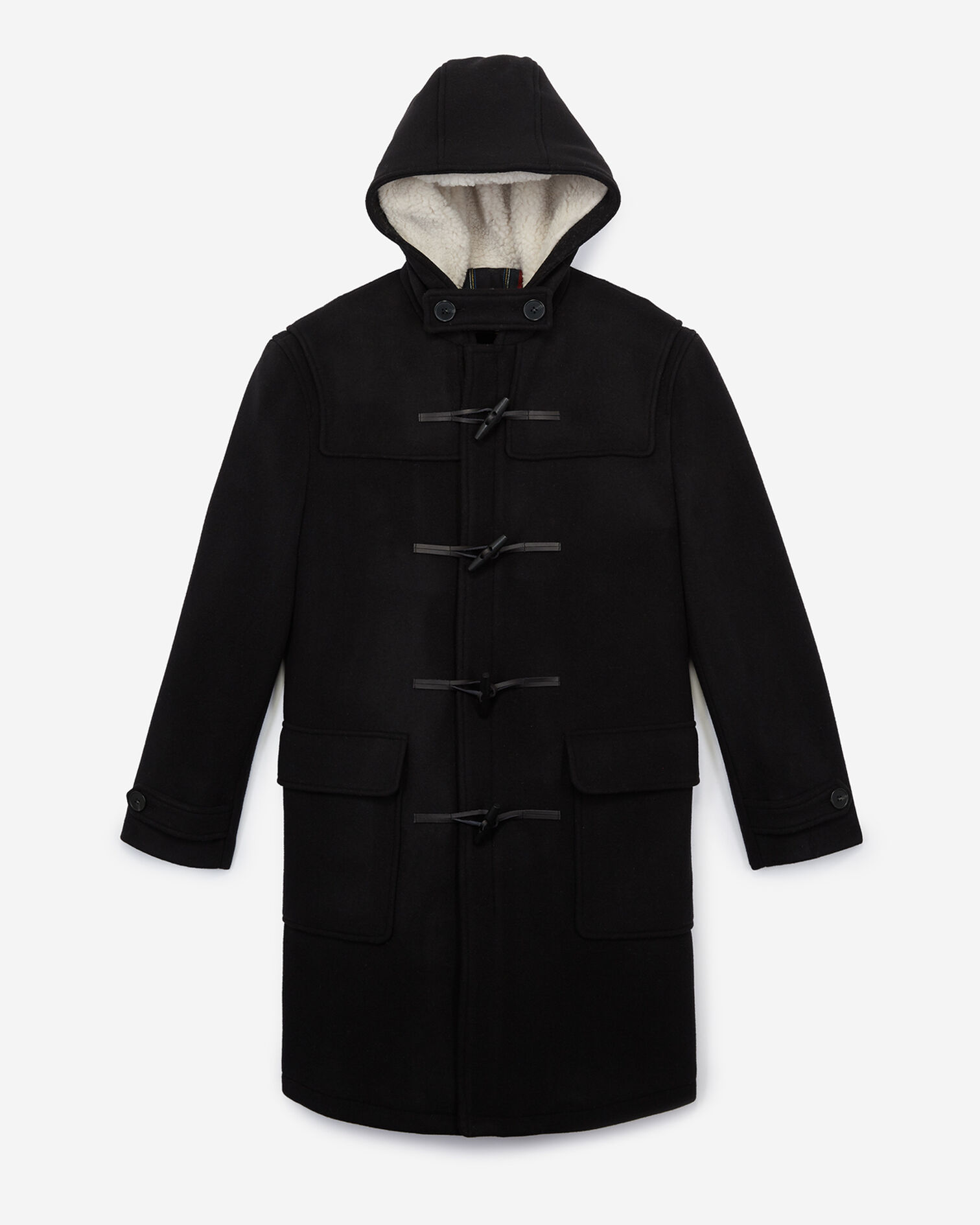Black wool duffle coat, BLACK, hi-res image number null