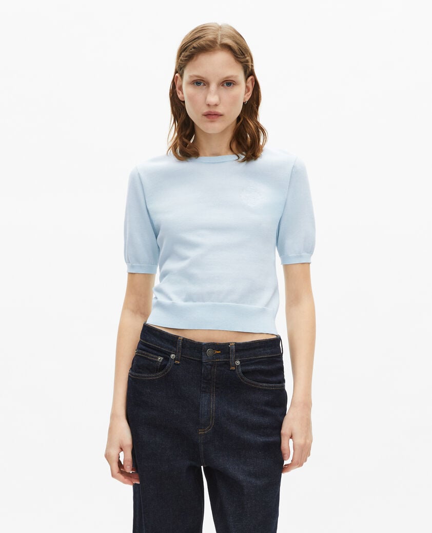 The Kooples FEMME BABY BLUE pull manches courtes bleu clair