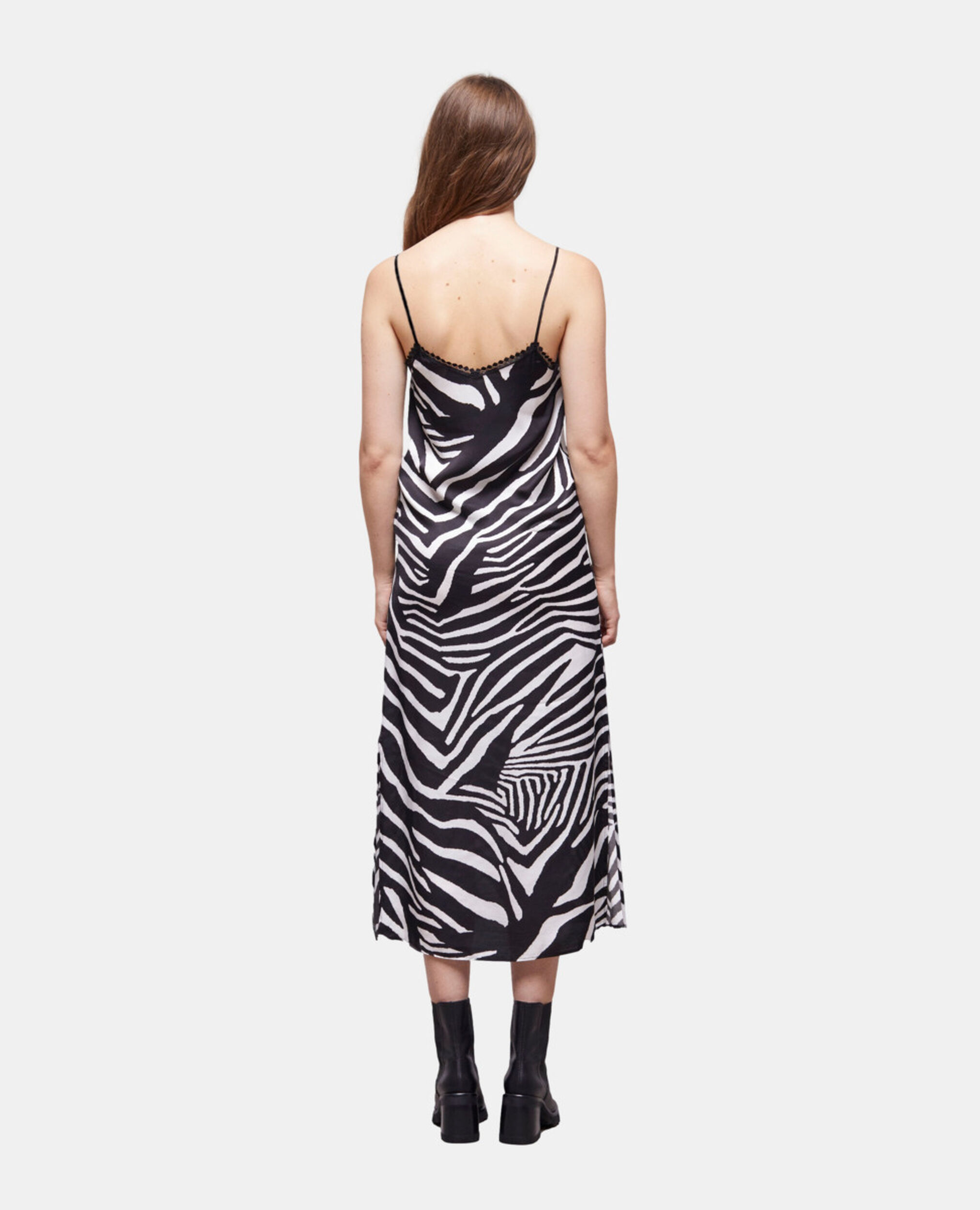 Vestido largo estampado, BLACK WHITE, hi-res image number null