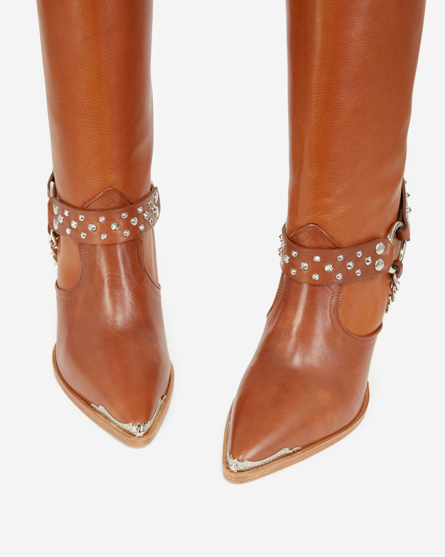 Western camel-colored heeled boots, CAMEL, hi-res image number null