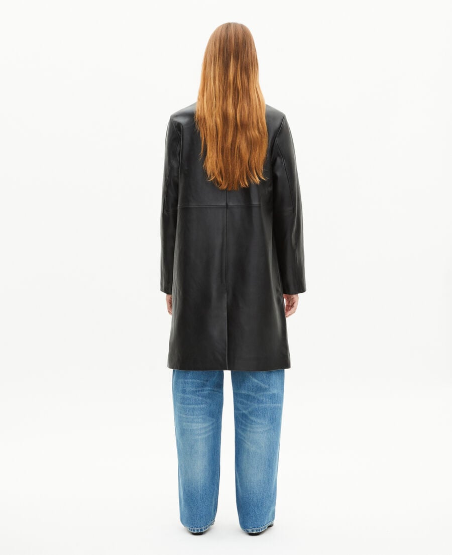 The Kooples WOMEN BLACK black leather coat