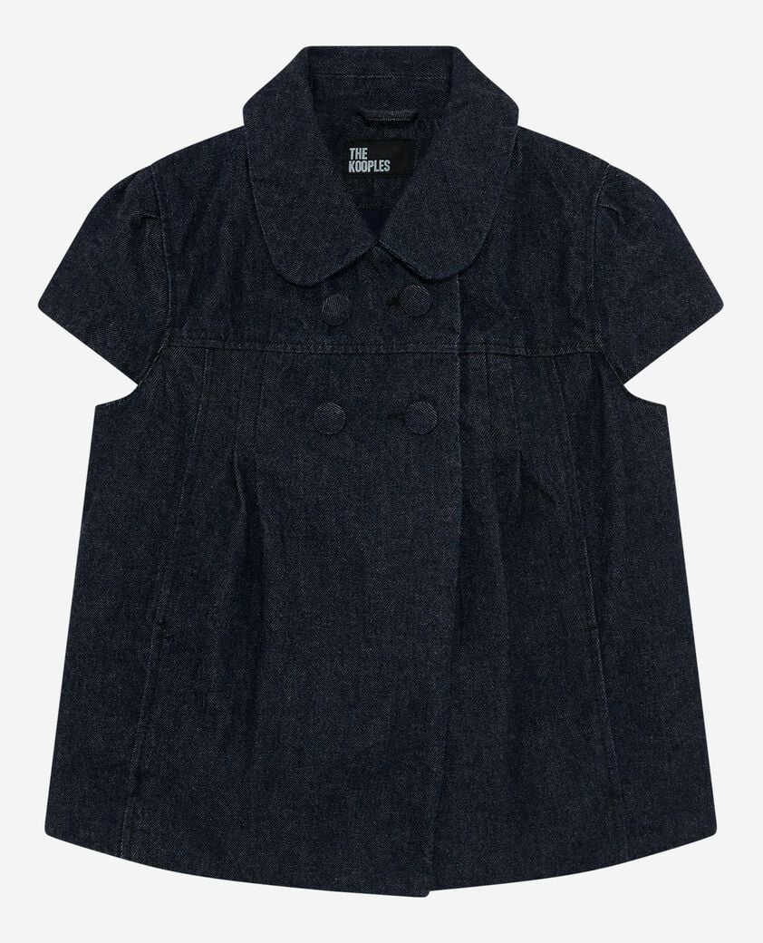 The Kooples F BLUE ELECTRIC short-sleeved jacket in dark blue denim