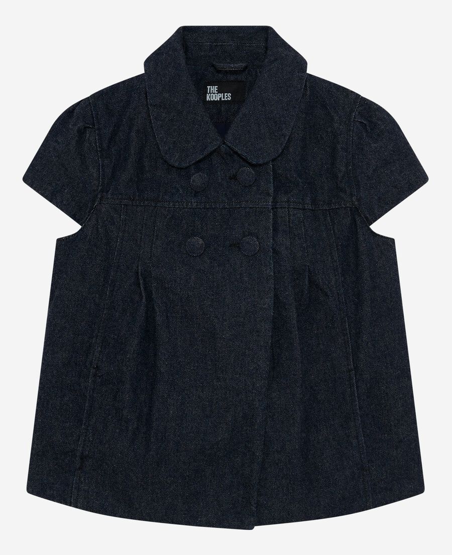 The Kooples F BLUE ELECTRIC short-sleeved jacket in dark blue denim