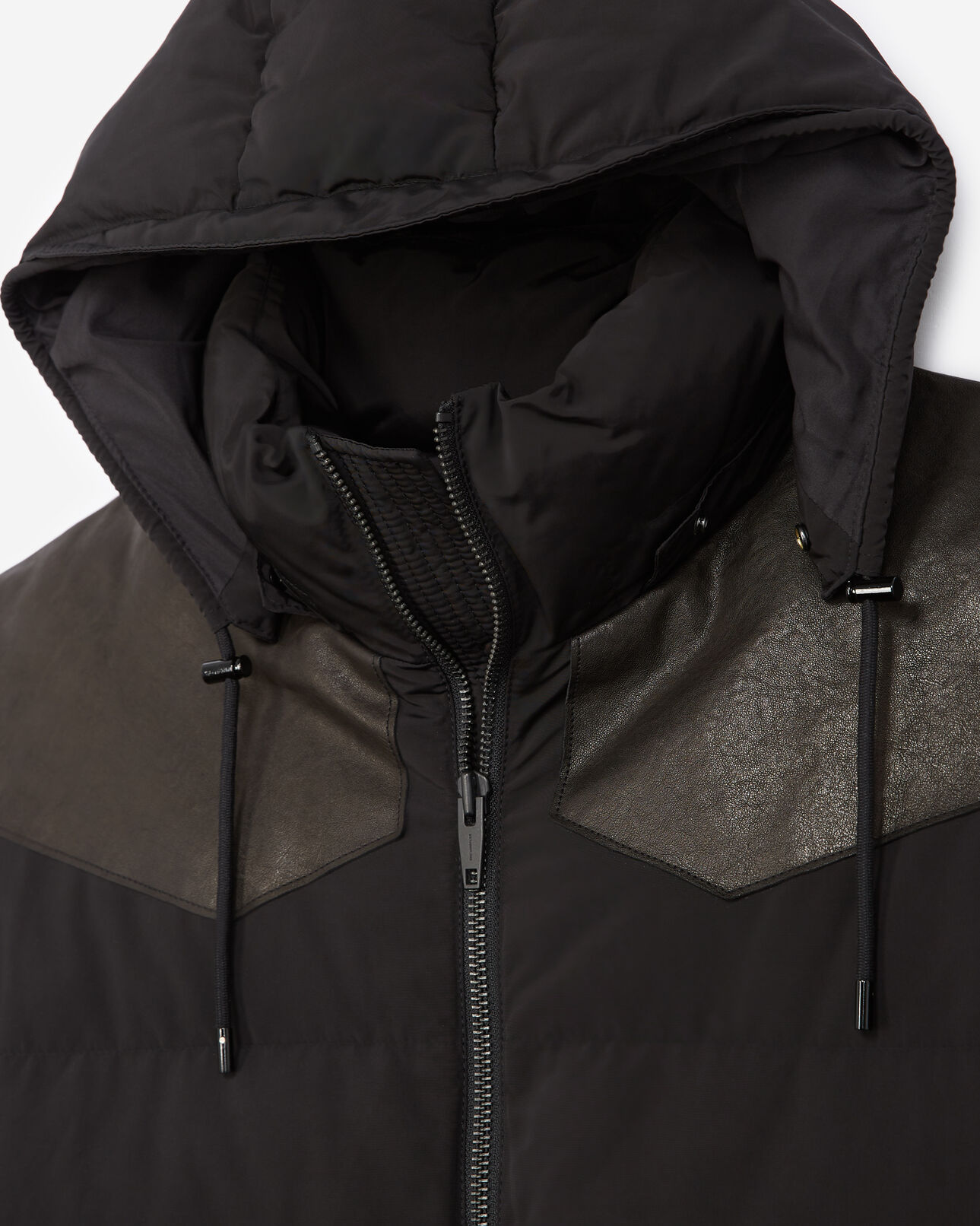 The Kooples HERREN BLACK daunenjacke gesteppt schwarz westerndetail