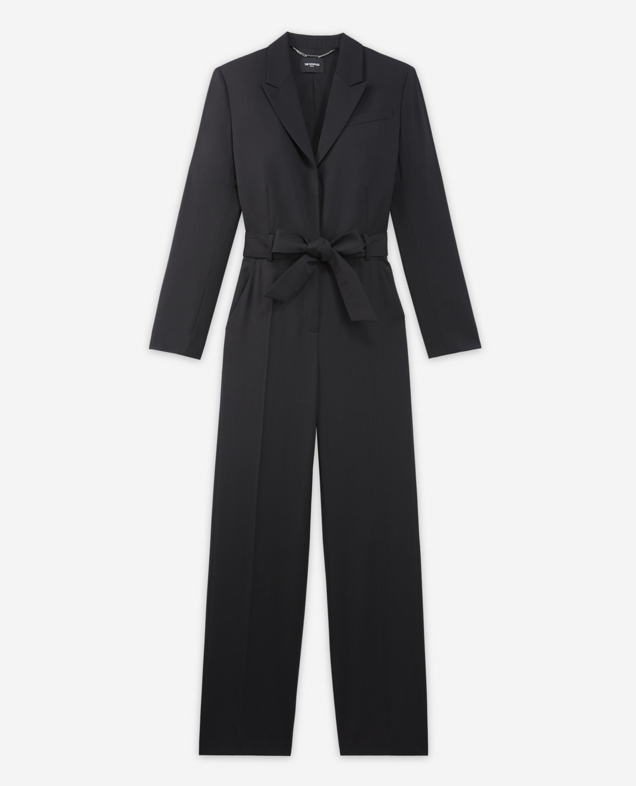 Tailored-cut black wool jumpsuit, BLACK, hi-res image number null
