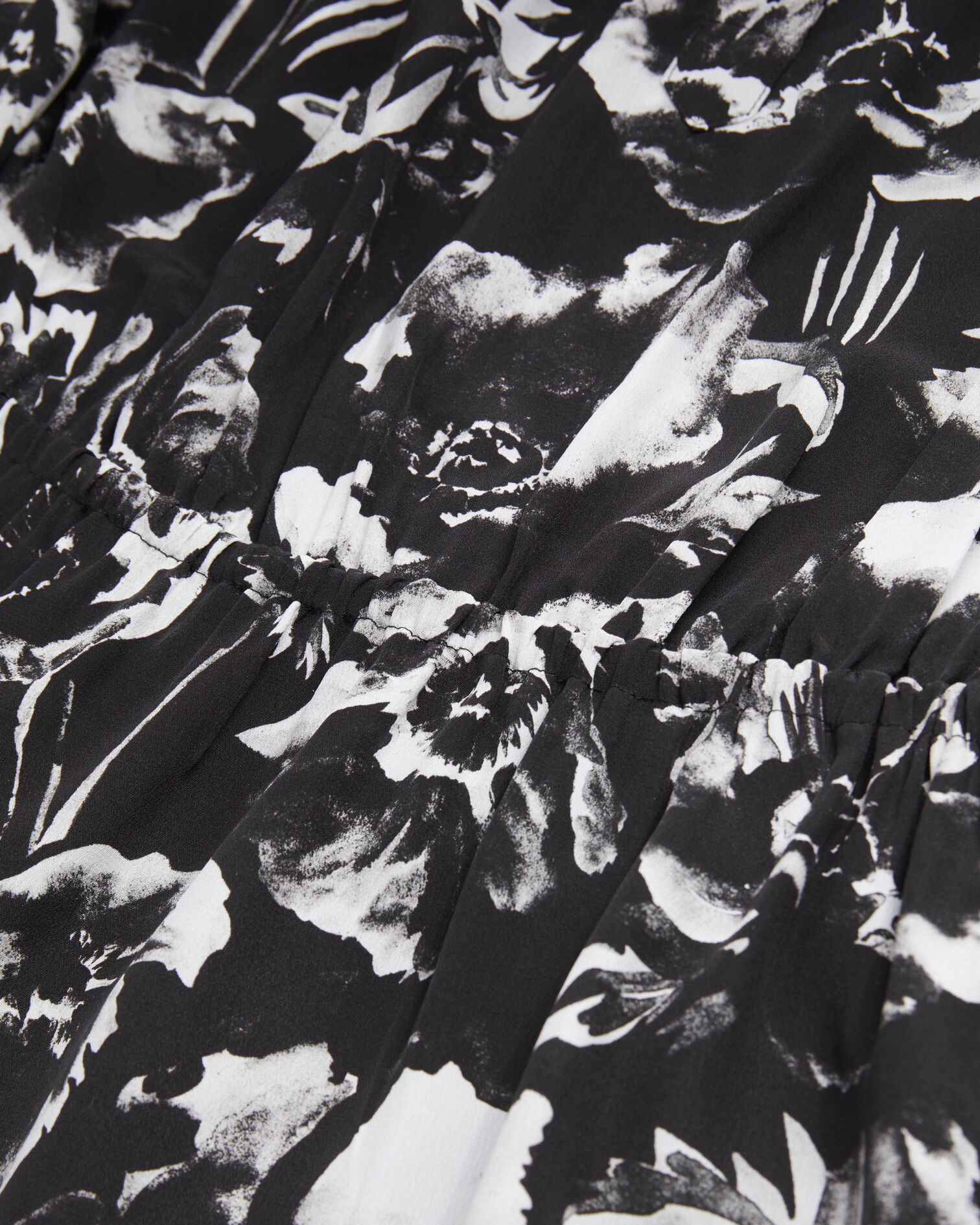 Long printed dress, BLACK WHITE, hi-res image number null