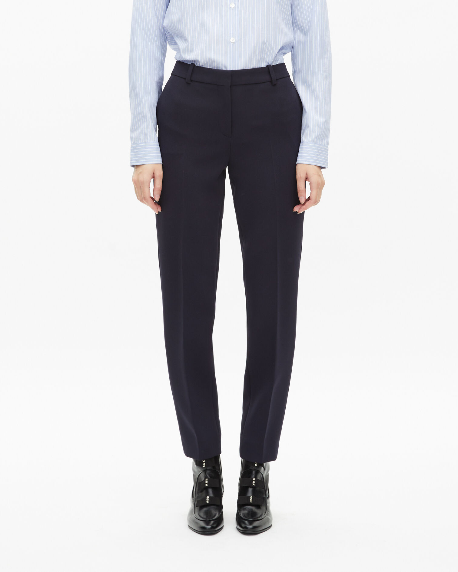 Pantalones sastre de crepé azul marino, DARK NAVY, hi-res image number null