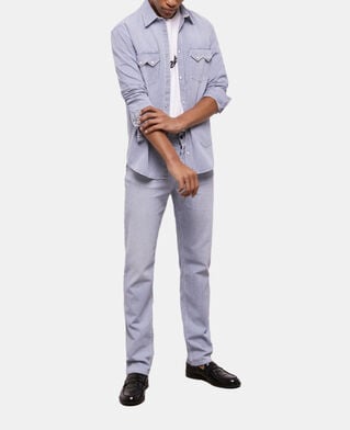 The Kooples H BLUE DENIM straight-cut blue striped jeans