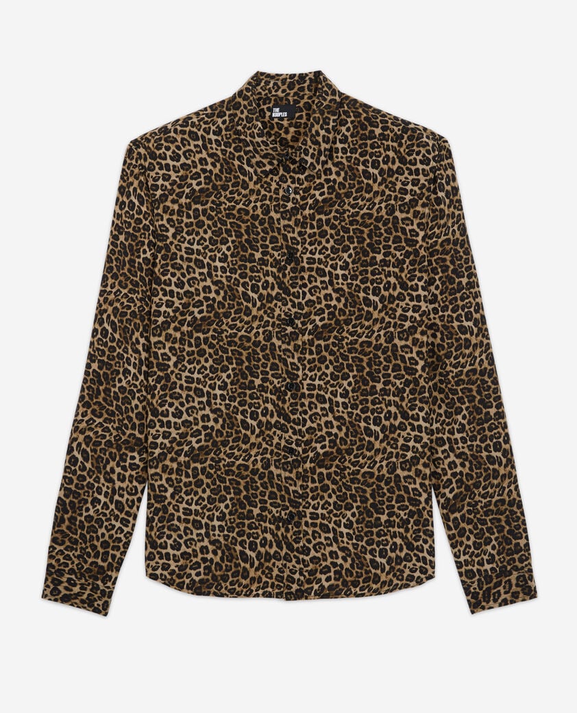 The Kooples H LEOPARD leopard print silk shirt with classic collar