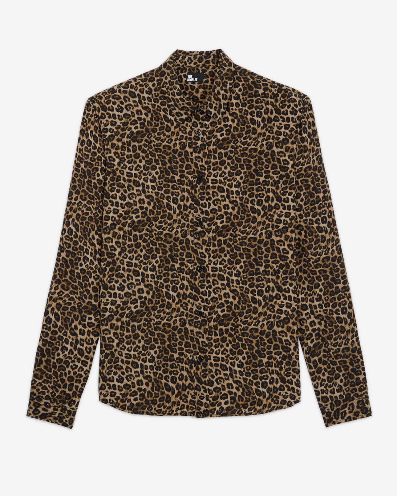 The Kooples MEN LEOPARD leopard print silk shirt with classic collar