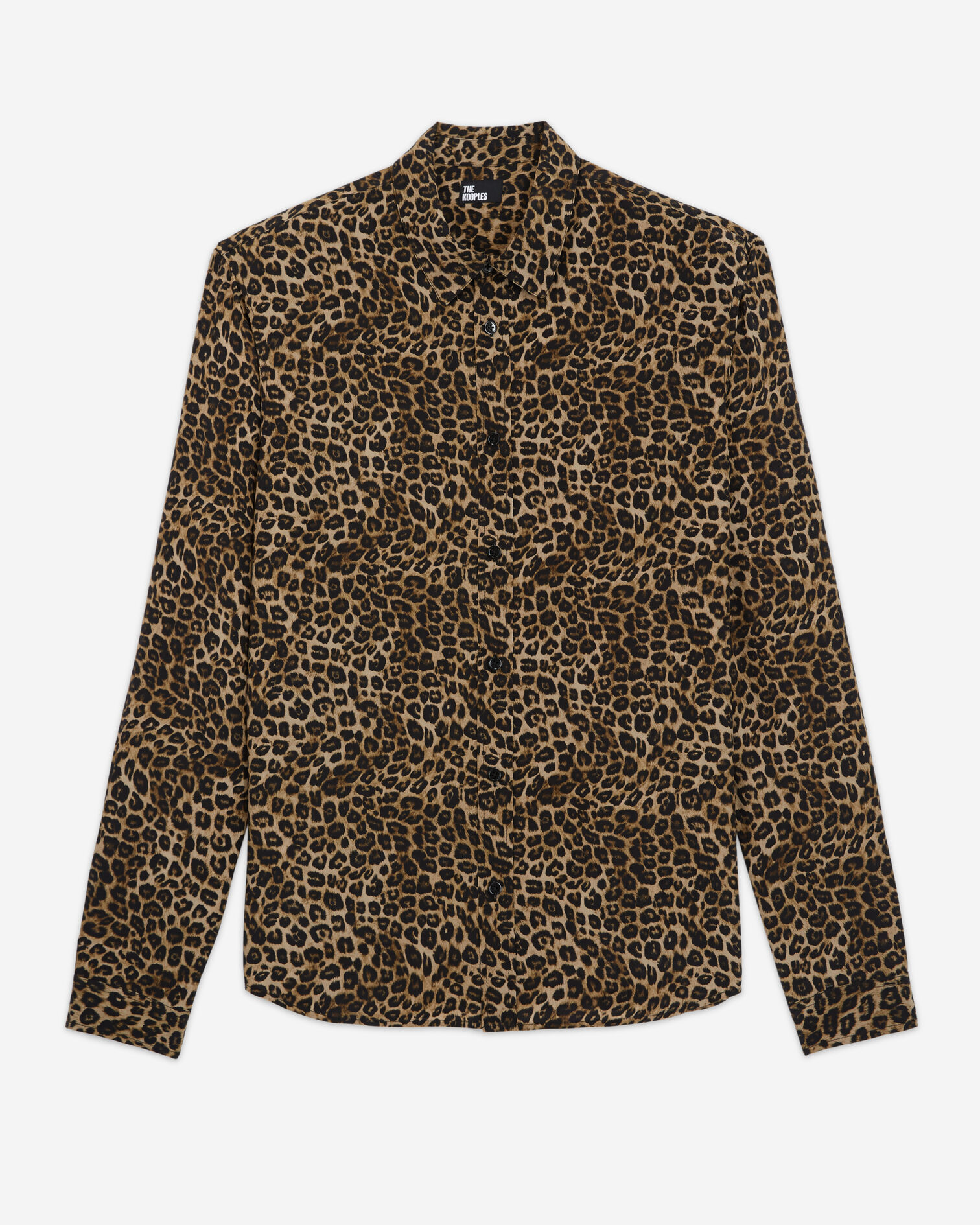 Leopard print silk shirt with classic collar, LEOPARD, hi-res image number null