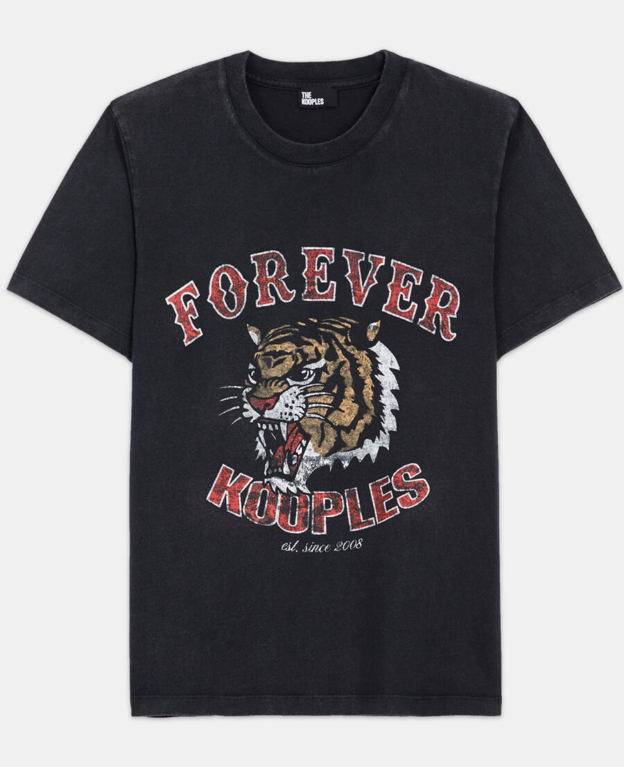 black t-shirt with screen print