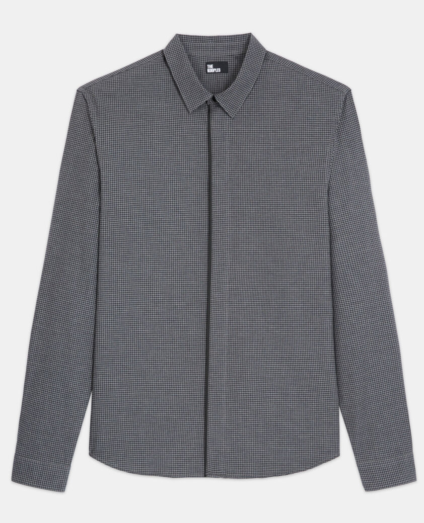 The Kooples HOMME DARK GREY chemise col classique grise à carreaux