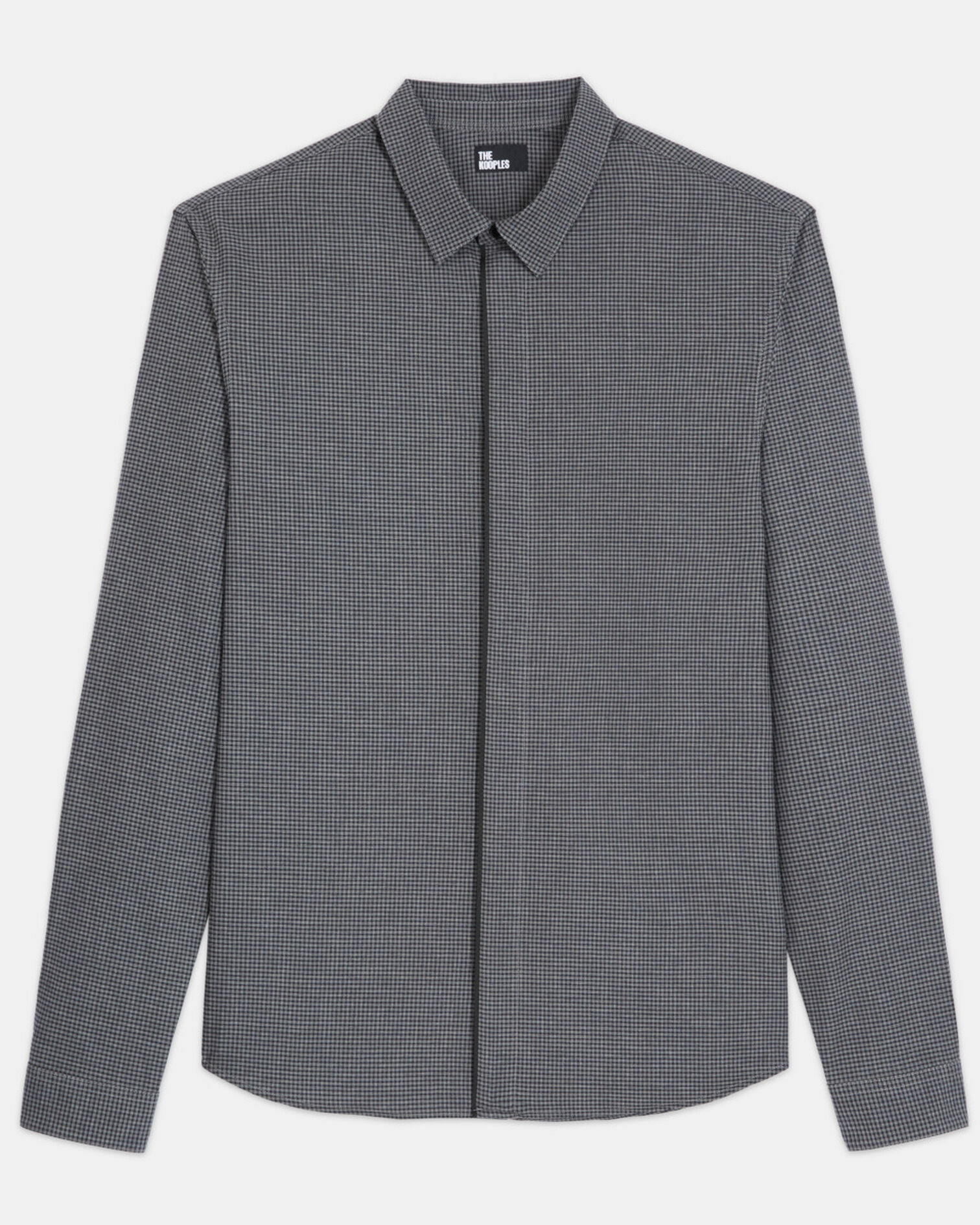 Chemise col classique grise à carreaux, DARK GREY, hi-res image number null