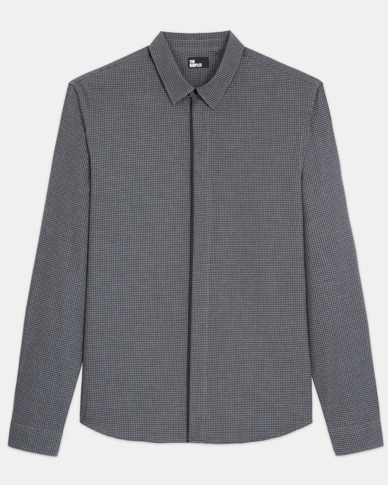 The Kooples HOMME DARK GREY chemise col classique grise à carreaux