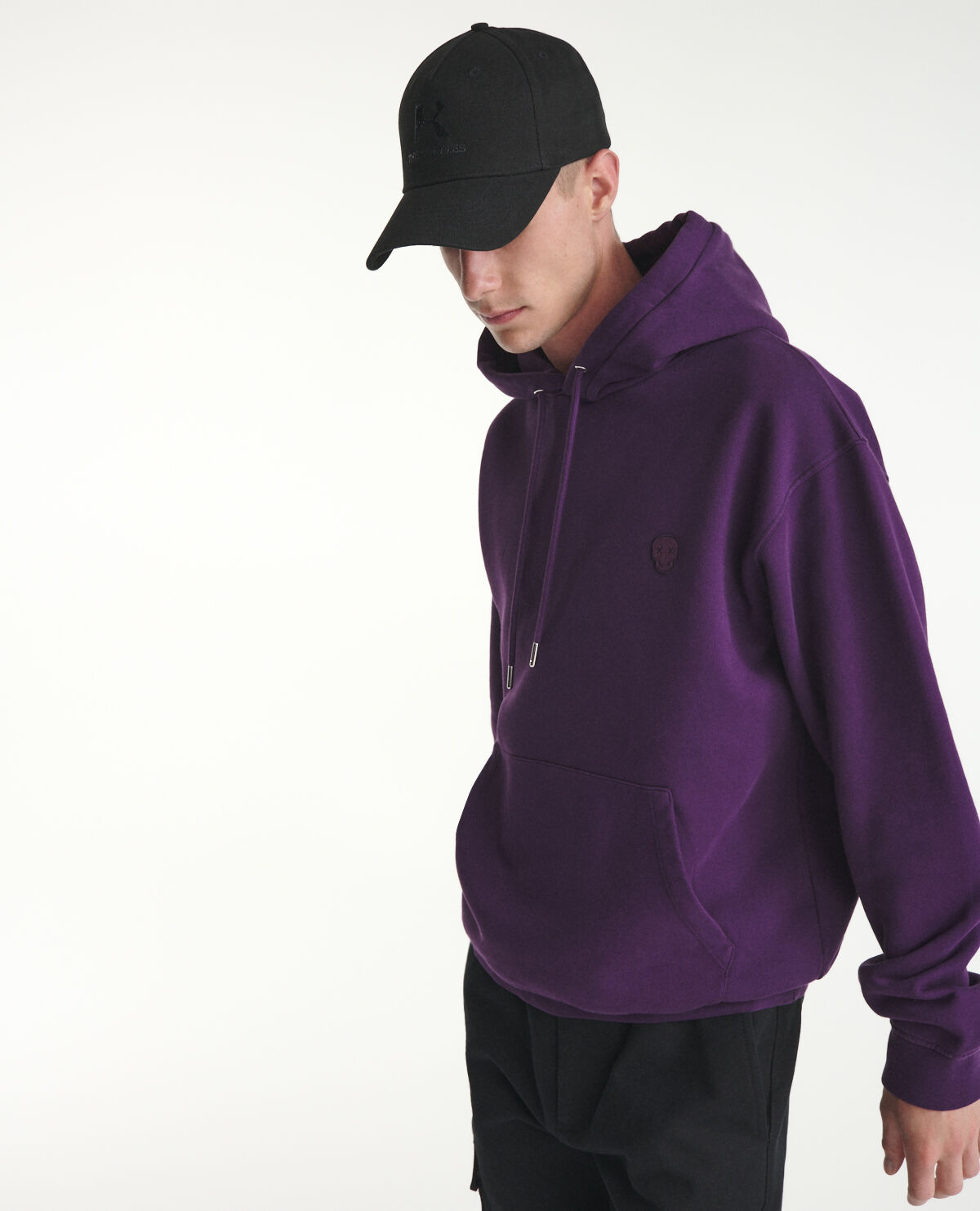 Purple hooded sweatshirt embroidered K logo The Kooples