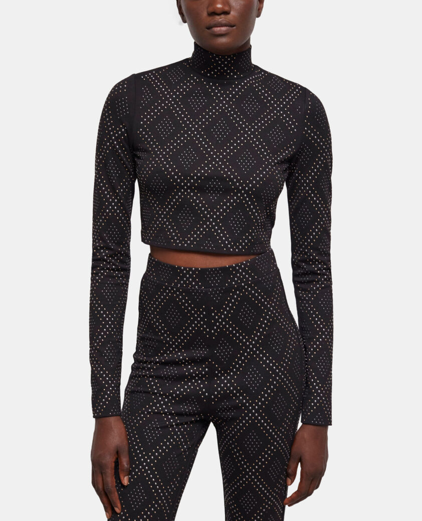 The Kooples FEMME BLACK top à strass noir