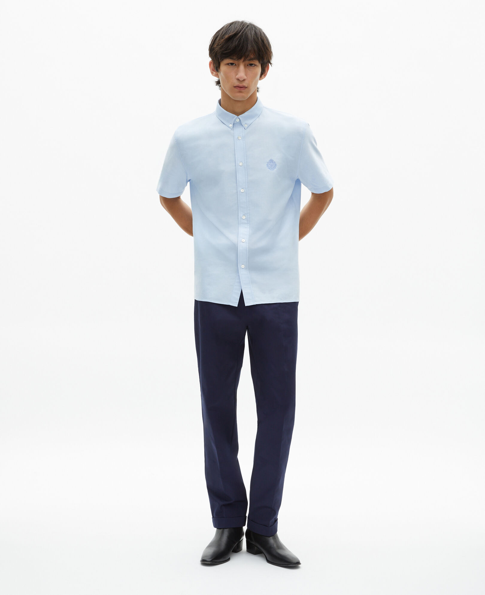 The Kooples HERREN SKY kurzärmeliges blaues hemd