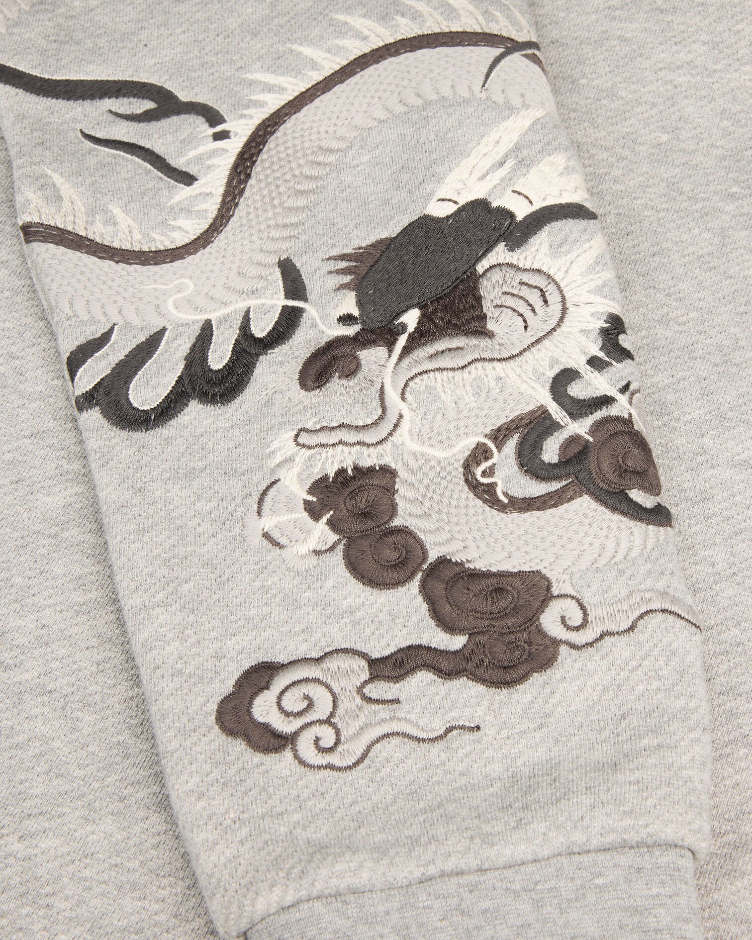 Grey embroidered sleeve hoodie, GREY MELANGE, hi-res image number null
