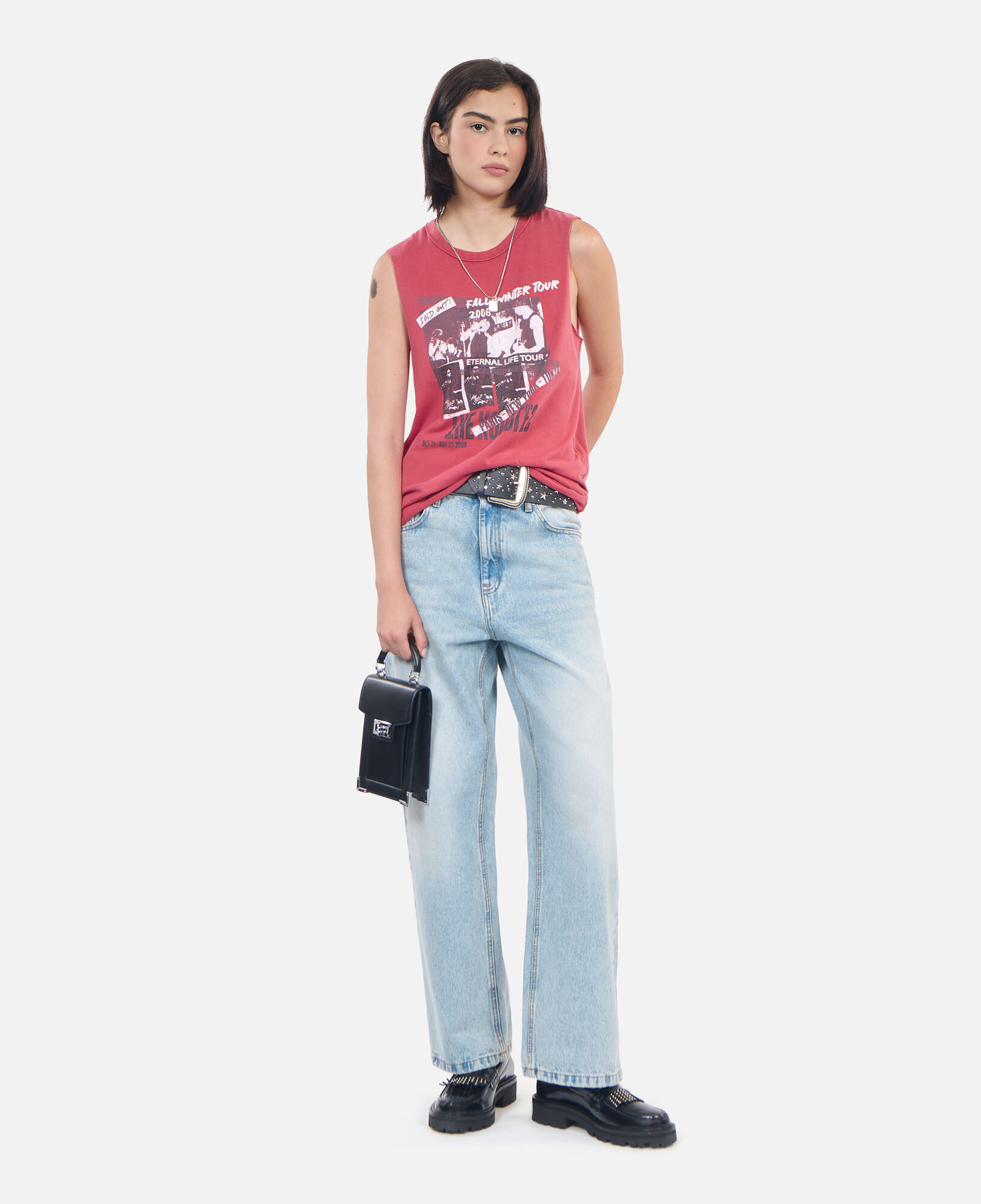 The Kooples WOMEN RUBIS red eternal life tour serigraphy tank top