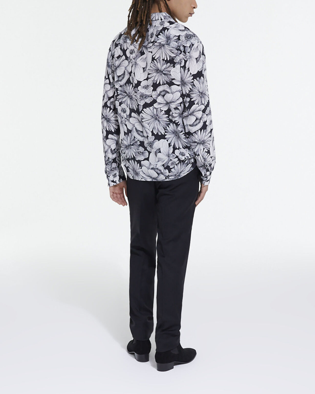 The Kooples HOMME BLACK WHITE chemise col hawaïen à fleurs