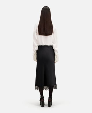 The Kooples FEMME BLACK jupe longue avec détails en dentelle noire