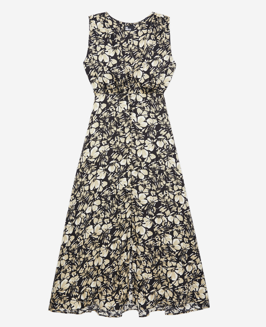 The Kooples WOMEN BLACK BROWN sleeveless long printed dress