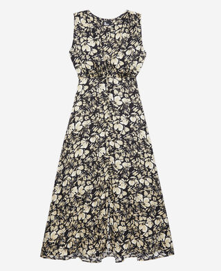 The Kooples WOMEN BLACK BROWN sleeveless long printed dress