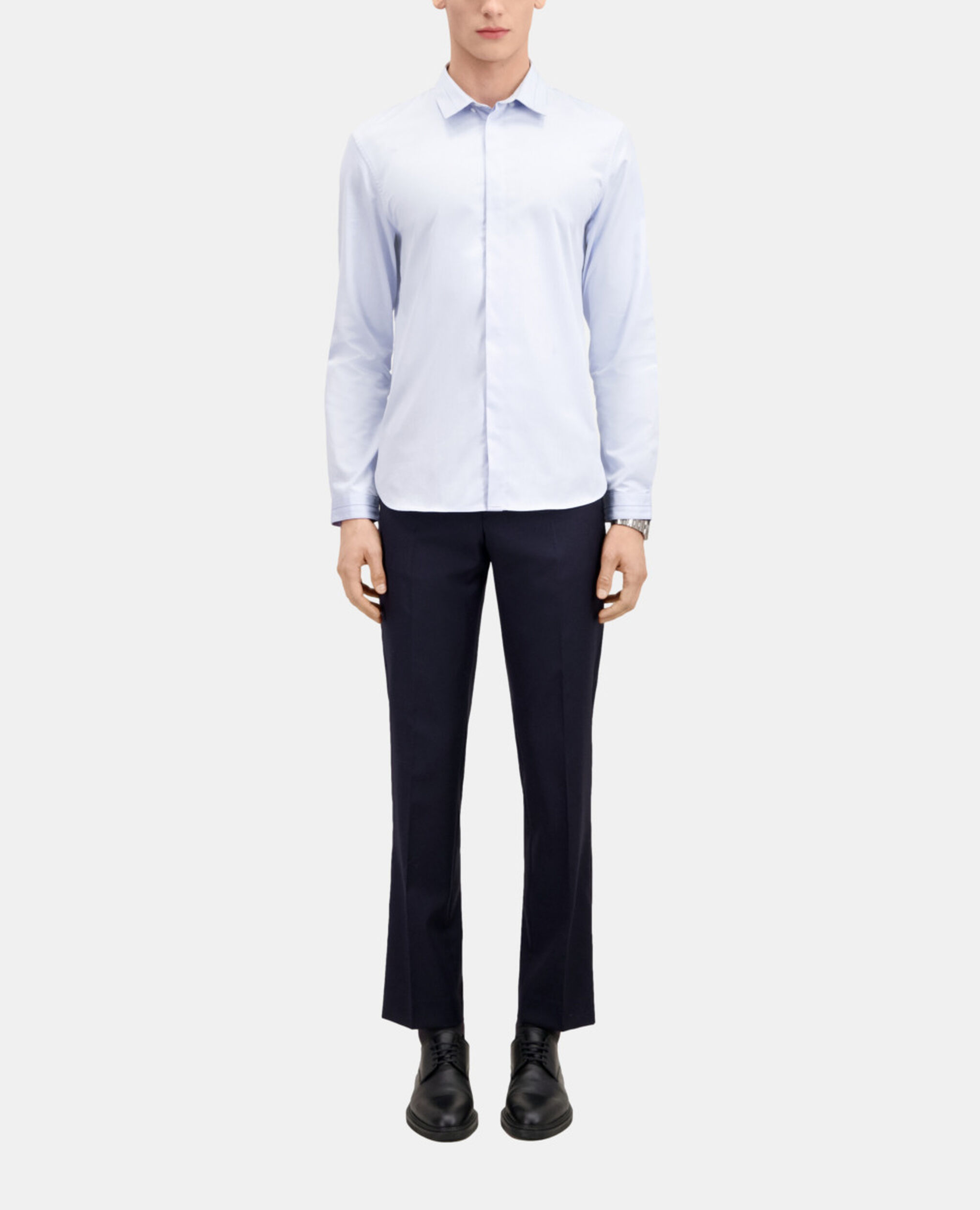 Smart twill sky blue shirt, LIGHT BLUE, hi-res image number null