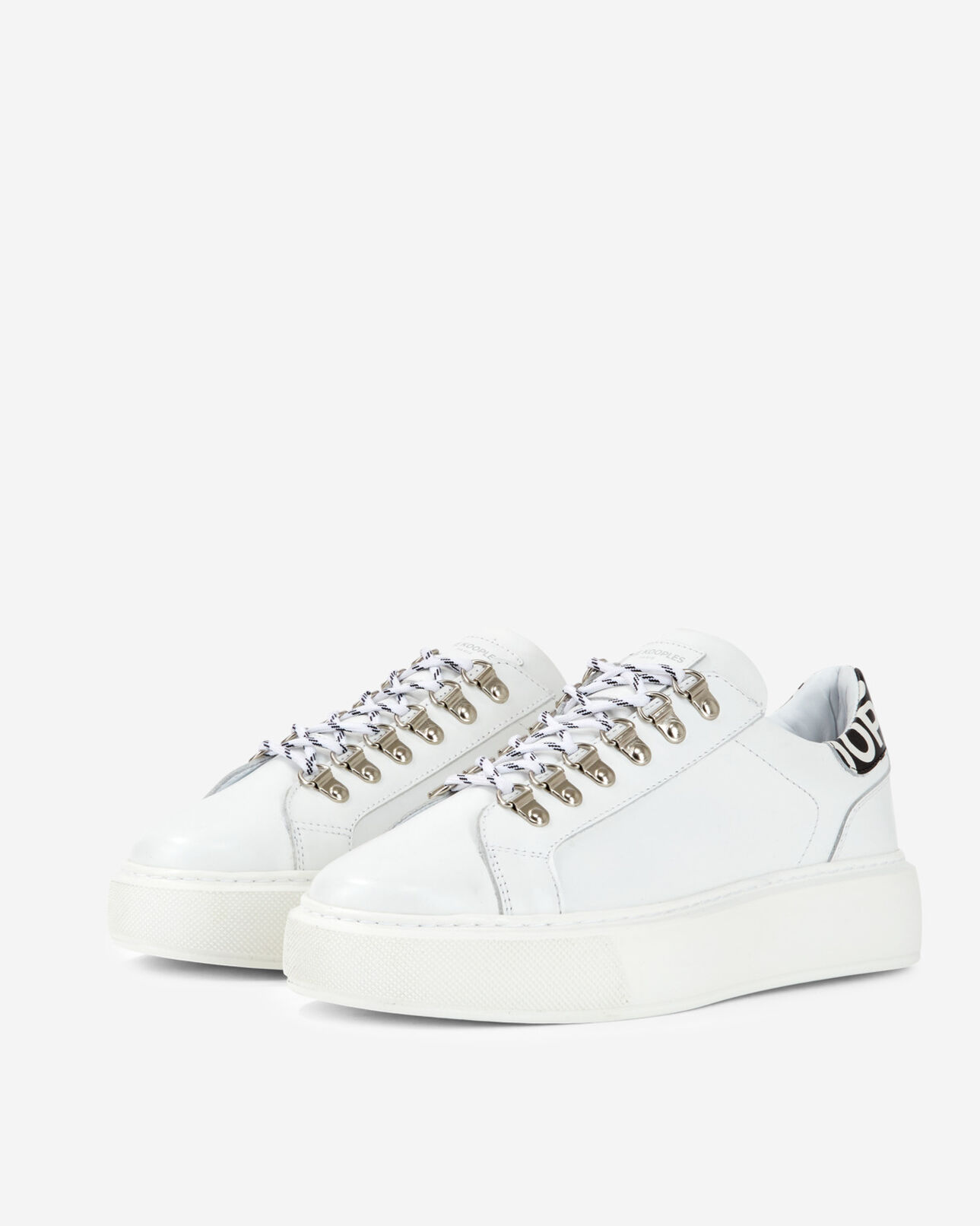 The Kooples MIXED WHITE / BLACK leather sneakers