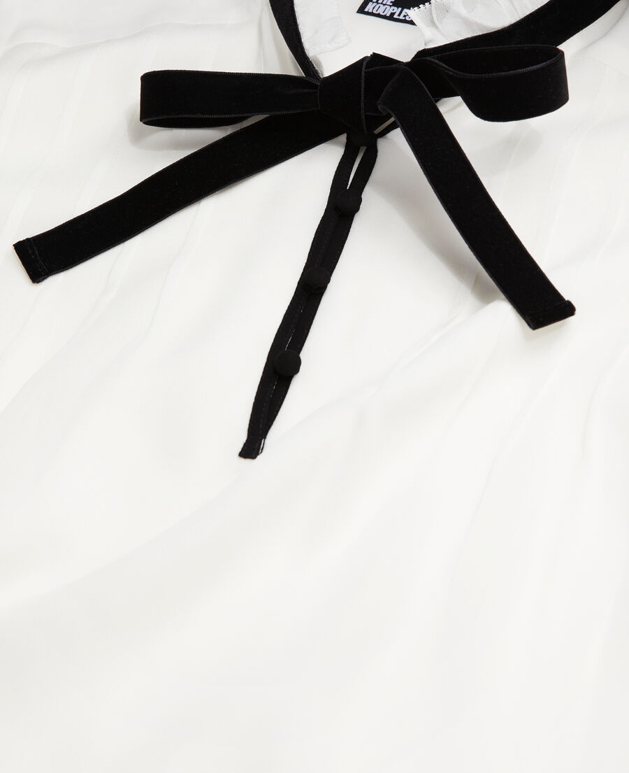 The Kooples WOMEN OFF WHITE ecru top with velvet detail