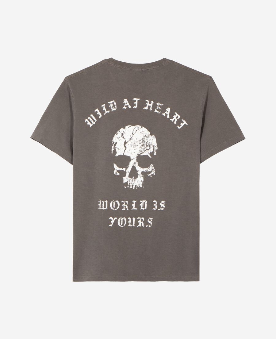 The Kooples HOMME GREY MELANGE t-shirt avec s&eacute;rigraphie skull gris