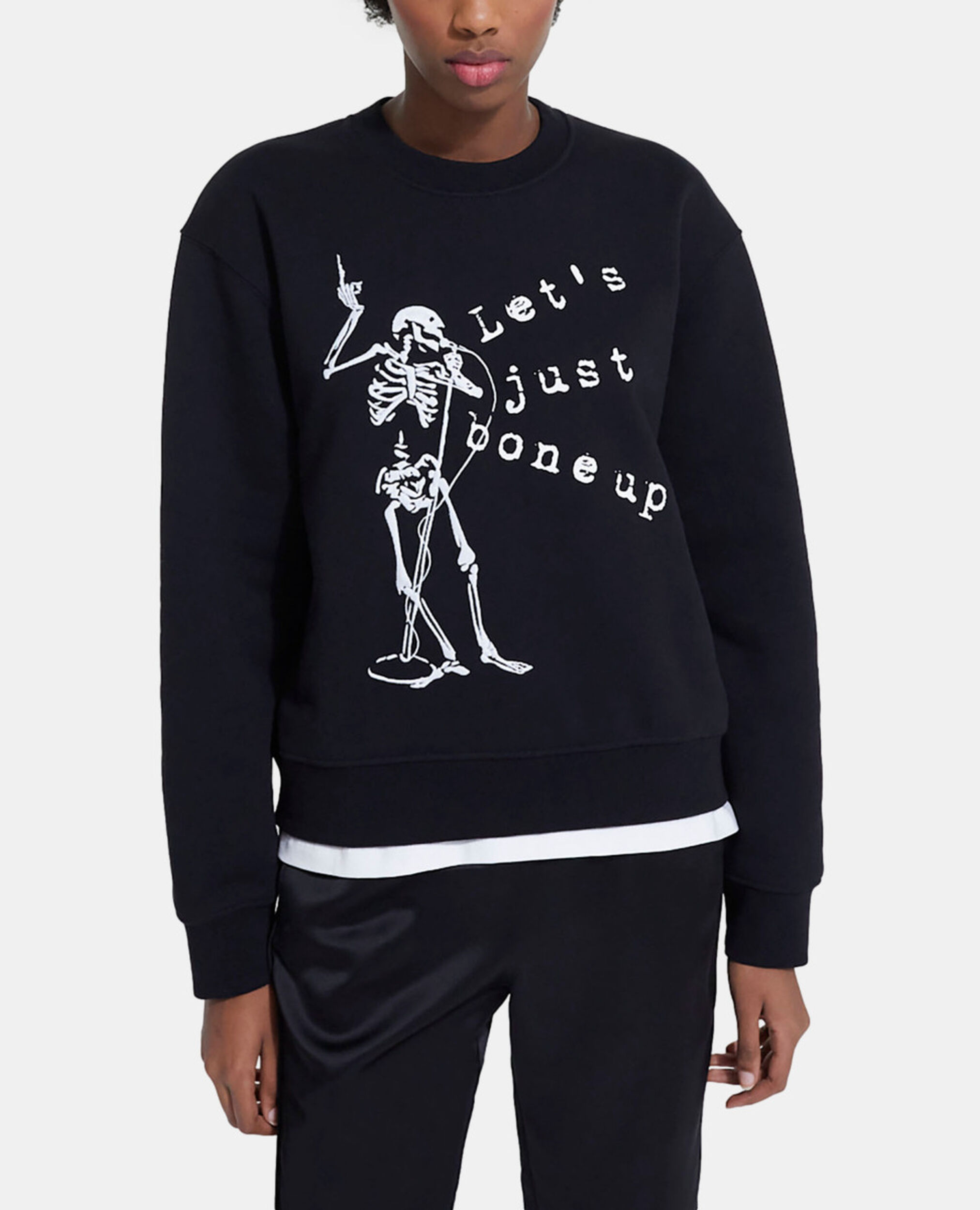 Black screen print sweatshirt, BLACK, hi-res image number null