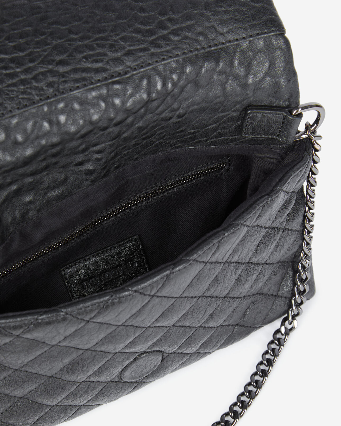 The Kooples WOMEN BLACK heritage small black leather pouch with skulls