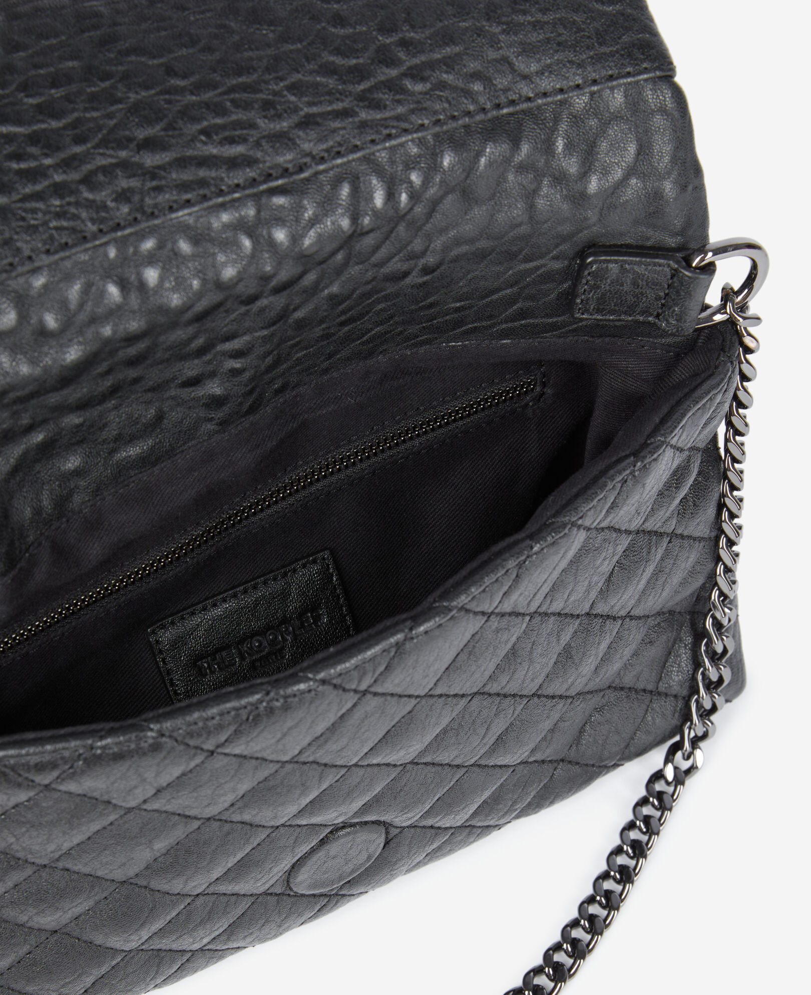 The Kooples WOMEN BLACK heritage small black leather pouch with skulls